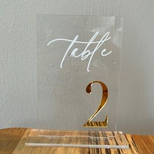 Wedding and Event Table Numbers 1-25 Acrylic Gold and White